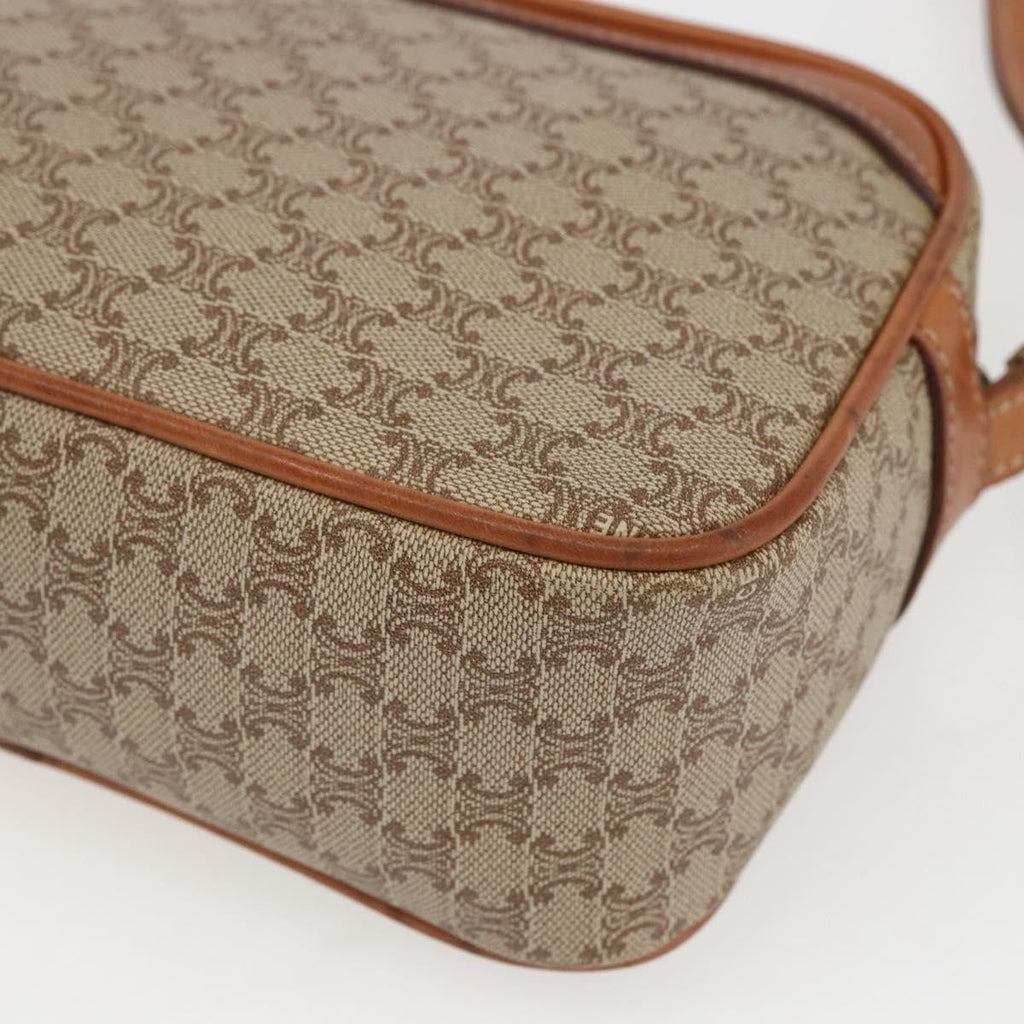Celine Vintage Macadam Shoulder Bag Canvas And Leather Beige Canvas Shoulder Bag Bag