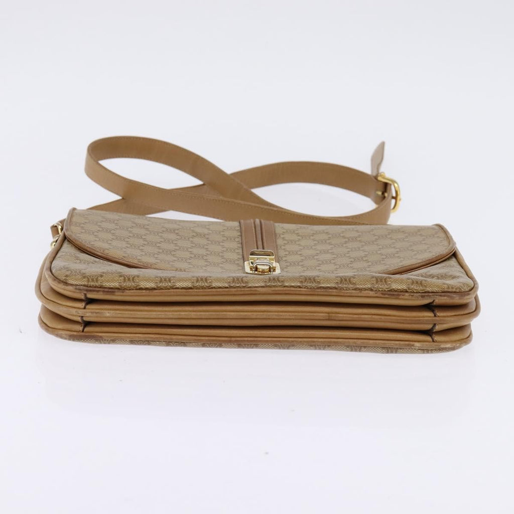 Celine Vintage Macadam Shoulder Bag Canvas And Leather Beige Canvas Shoulder Bag Bag