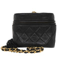 Chanel Vintage Box Zip Tassel Bag Quilted Lambskin Black Leather Shoulder Bag Bag
