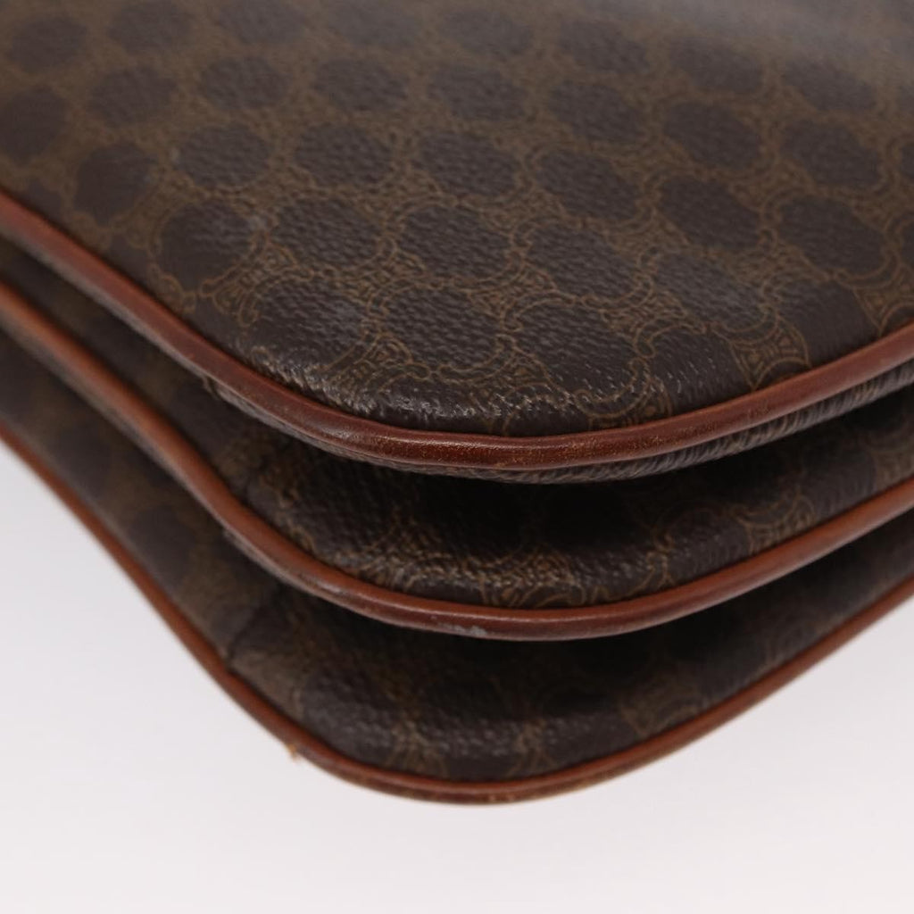 Celine Vintage Macadam Shoulder Bag Canvas Brown Canvas Shoulder Bag Bag
