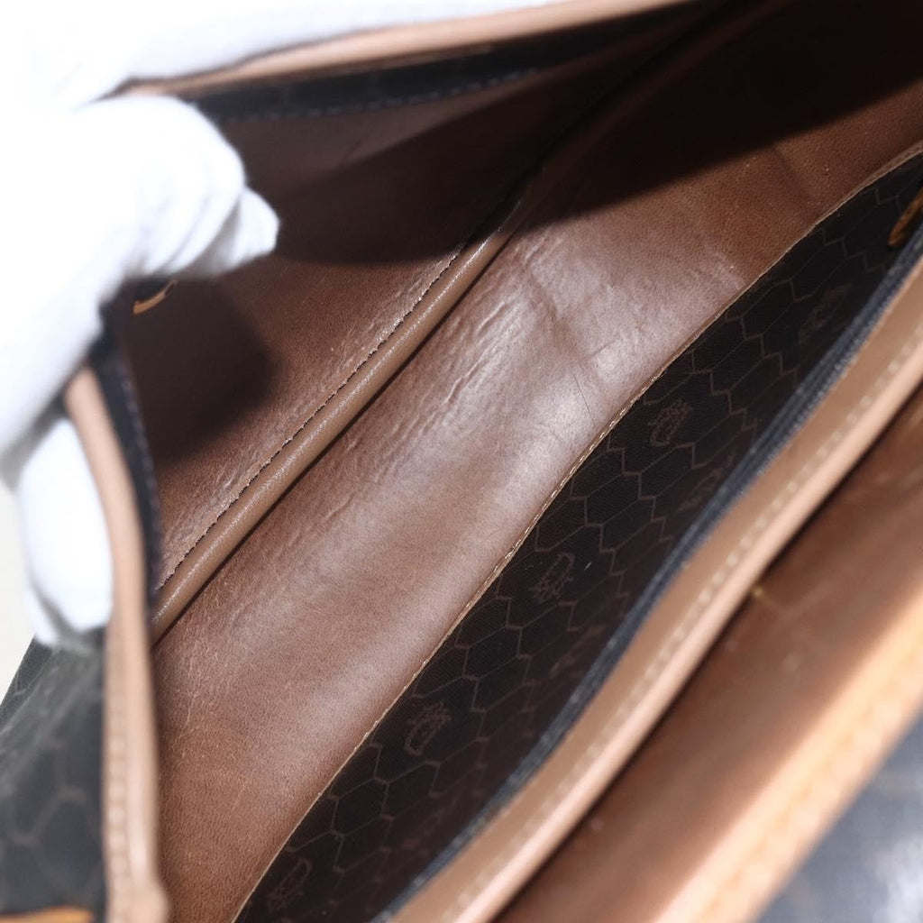 Christian Dior Vintage Honeycomb Shoulder Bag Canvas And Leather Black Canvas Shoulder Bag Bag (Pre-Owned)