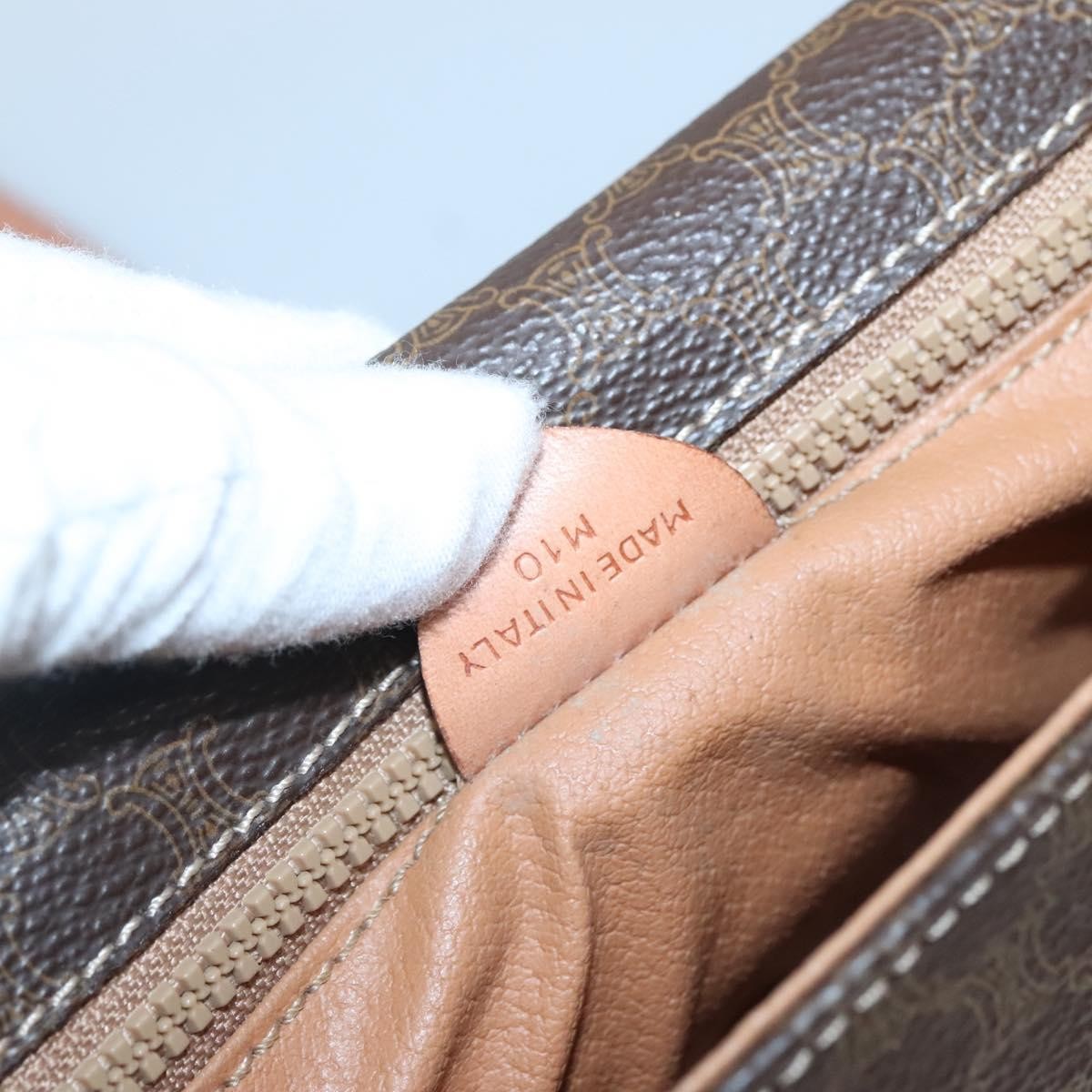 Celine Vintage Macadam Shoulder Bag Canvas And Leather Brown Canvas Shoulder Bag Bag
