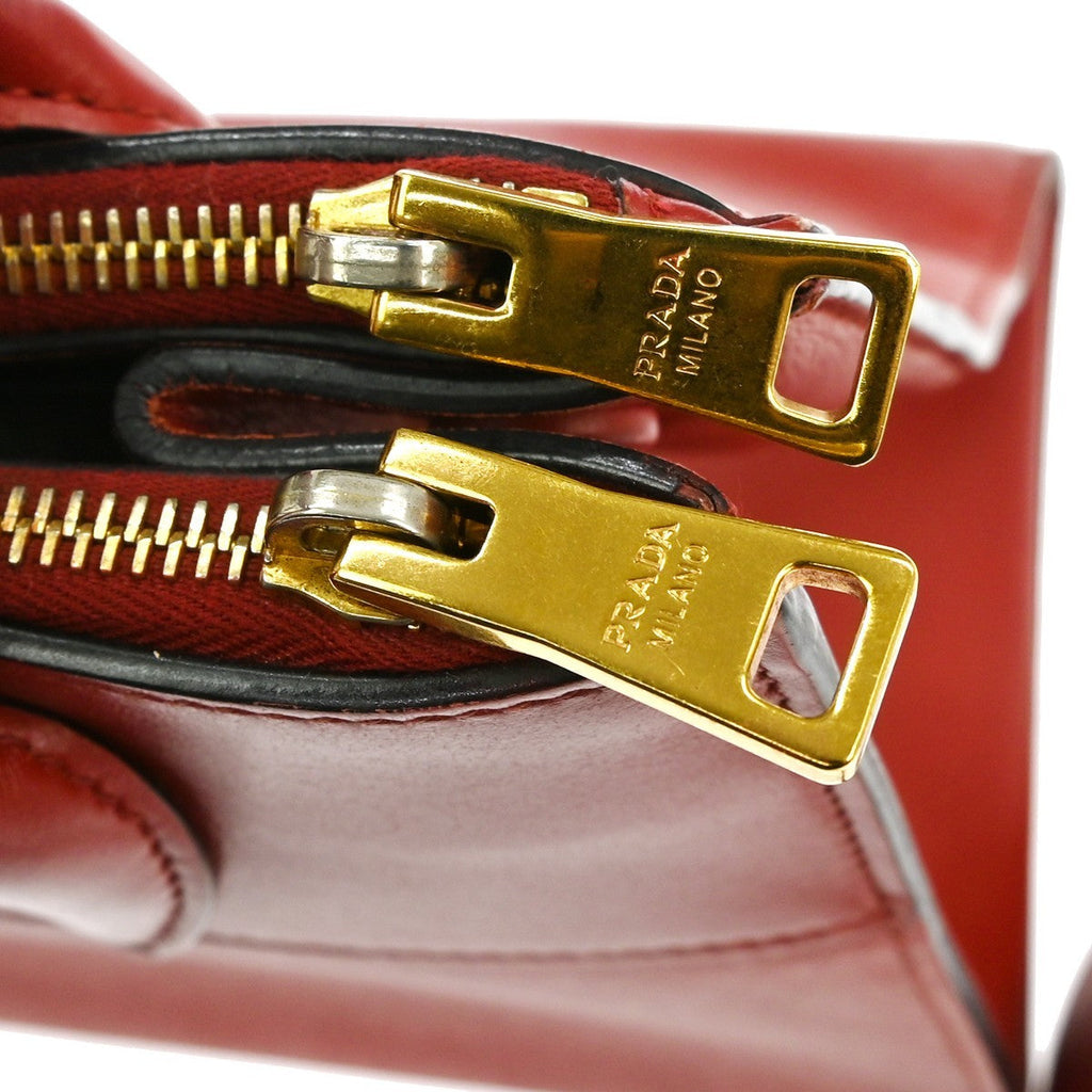 Prada Paradigme Tote Saffiano With City Calf Red Leather Handbag