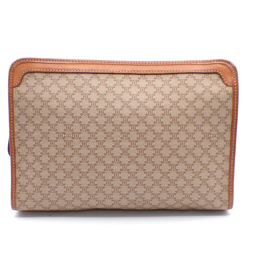 Celine Macadam Pochette Canvas And Leather Brown Canvas Clutche & Pouche Bag