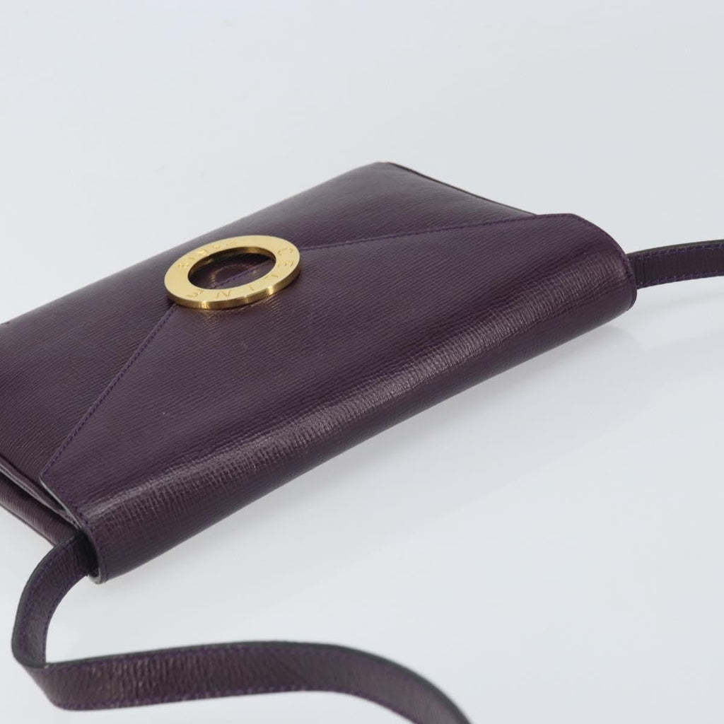 Celine Circle Logo Shoulder Bag Leather Purple Leather Shoulder Bag Bag