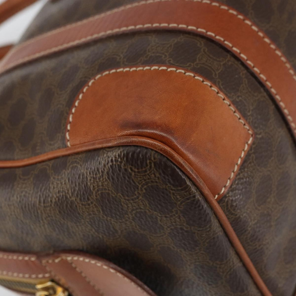 Celine Vintage Macadam Handbag Canvas And Leather Brown Canvas Handbag