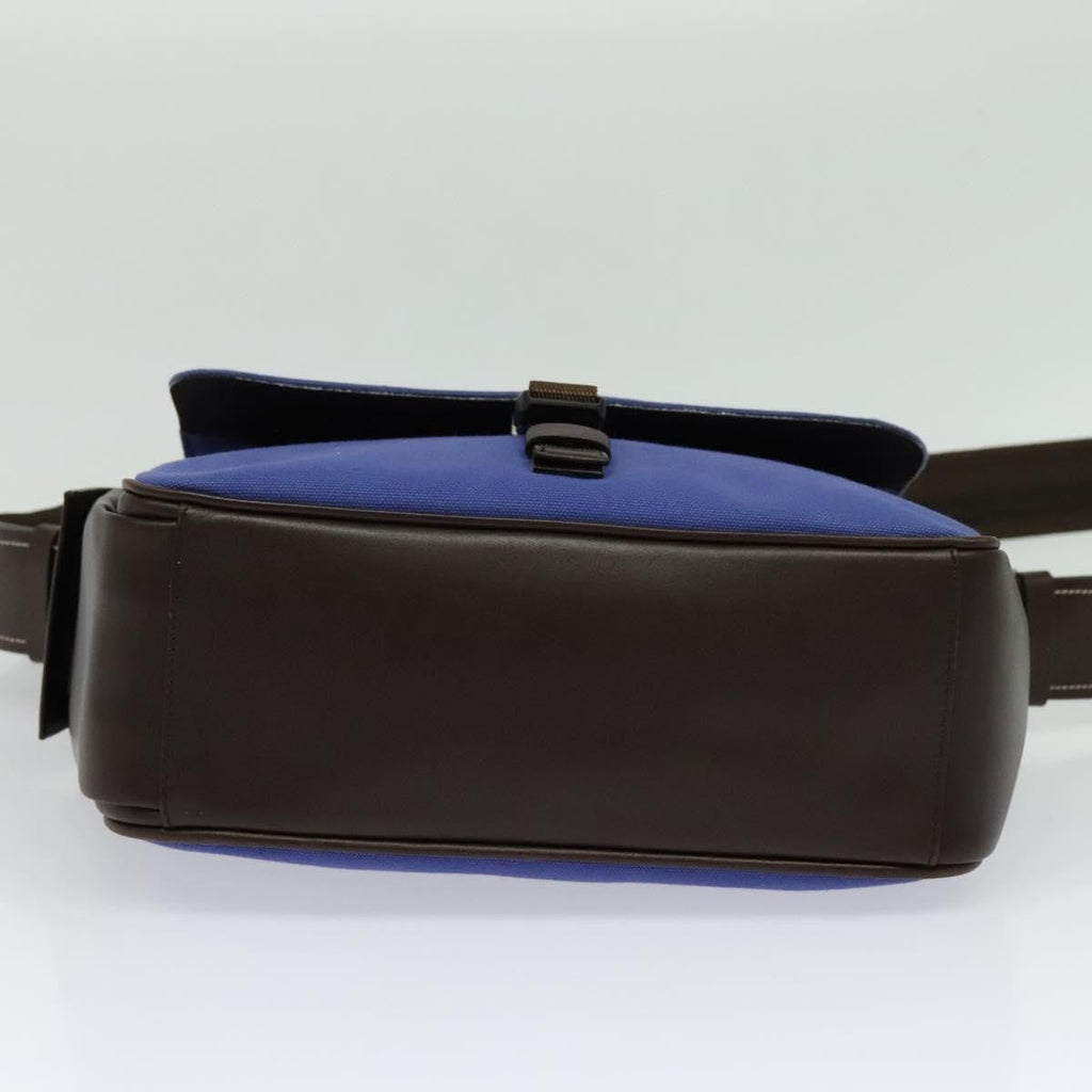 Prada Impunturato Buckle Flap Messenger Bag Canvas Blue Canvas Shoulder Bag Bag