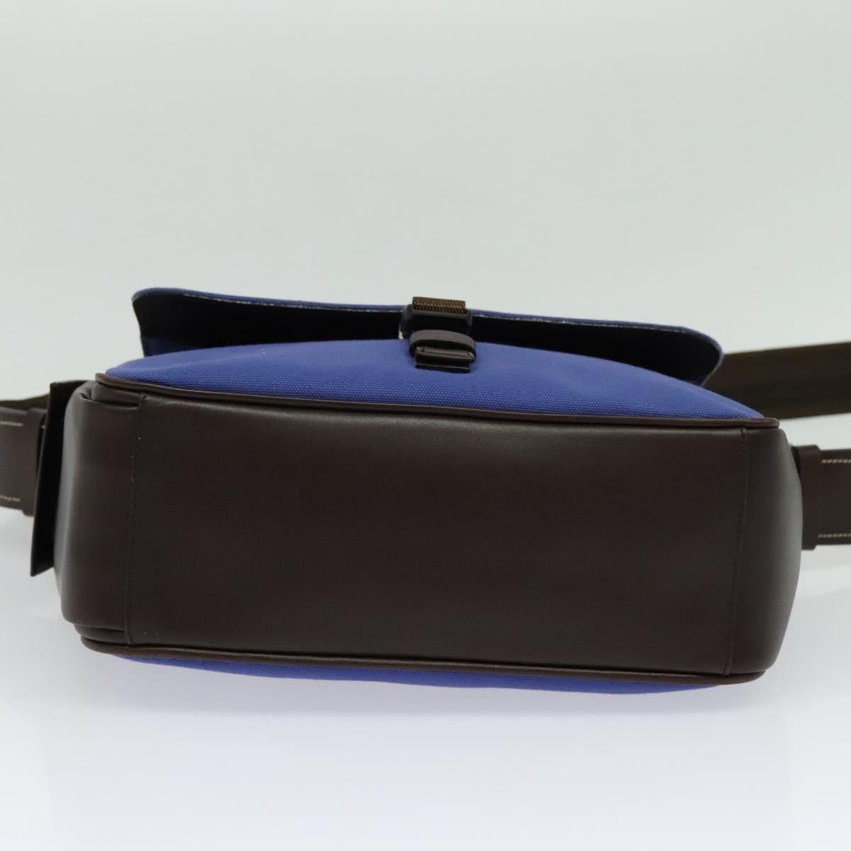 Prada Impunturato Buckle Flap Messenger Bag Canvas Blue Canvas Shoulder Bag Bag