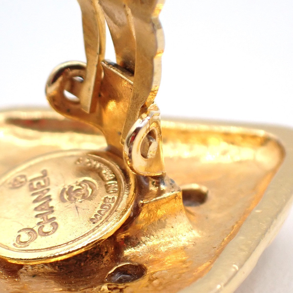Chanel Vintage Cc Diamond Shape Clips-On Earrings Gold-Plated Gold Gold_Plated Earrings Jewelry
