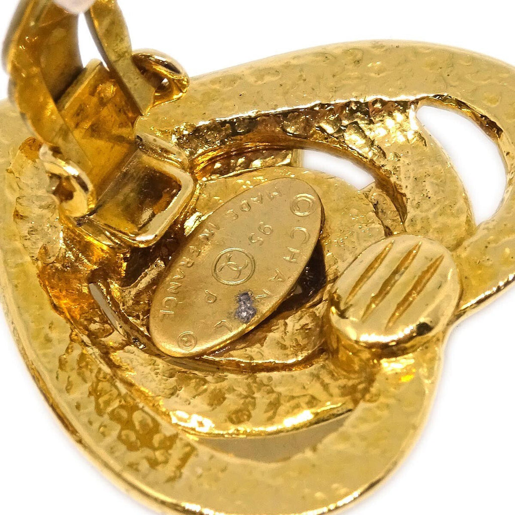 Chanel Cc Heart Pendant Metal Gold Gold_Plated Earrings Jewelry