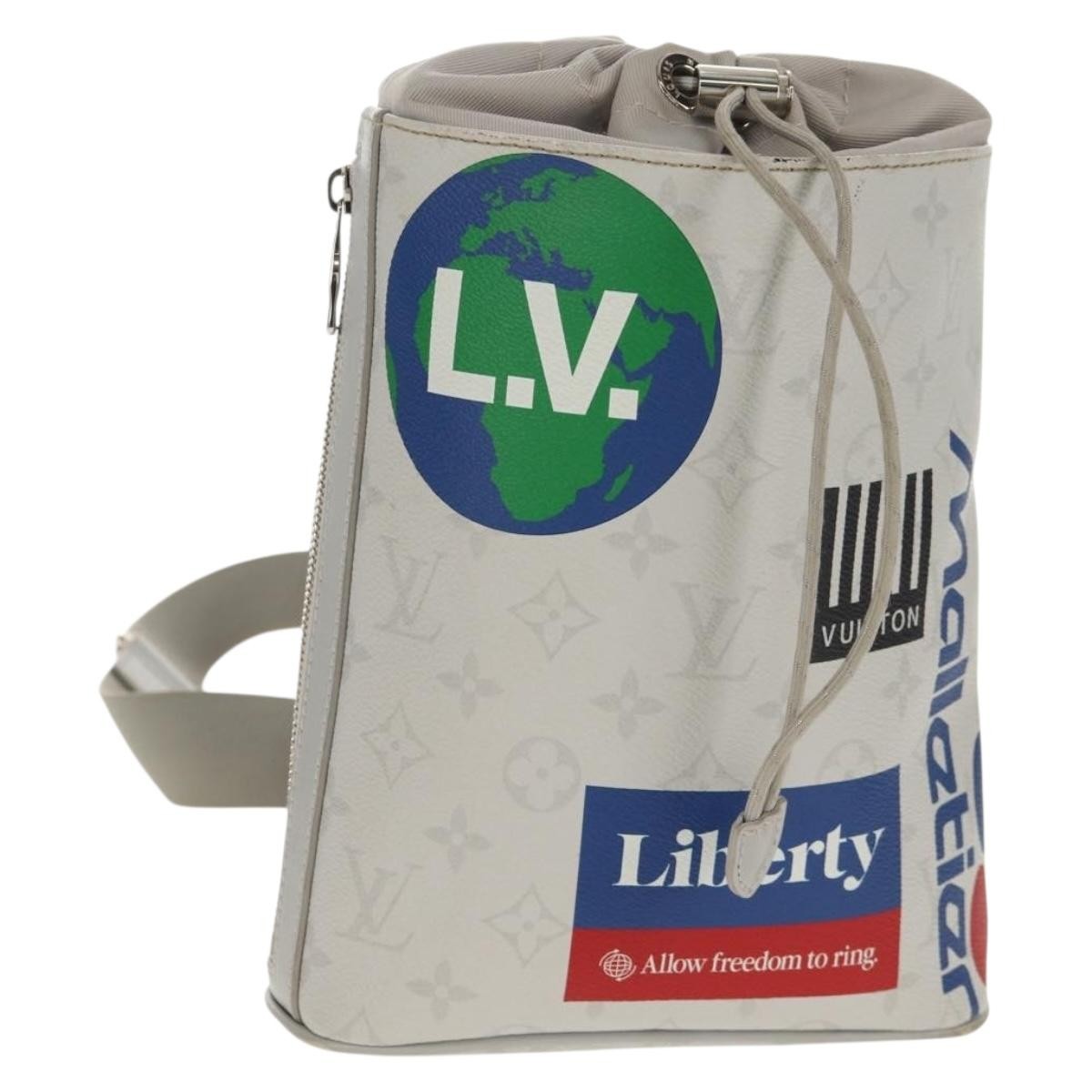 Louis Vuitton Chalk Sling Bag Limited Edition Logo Story Monogram Canvas White Canvas Shoulder Bag