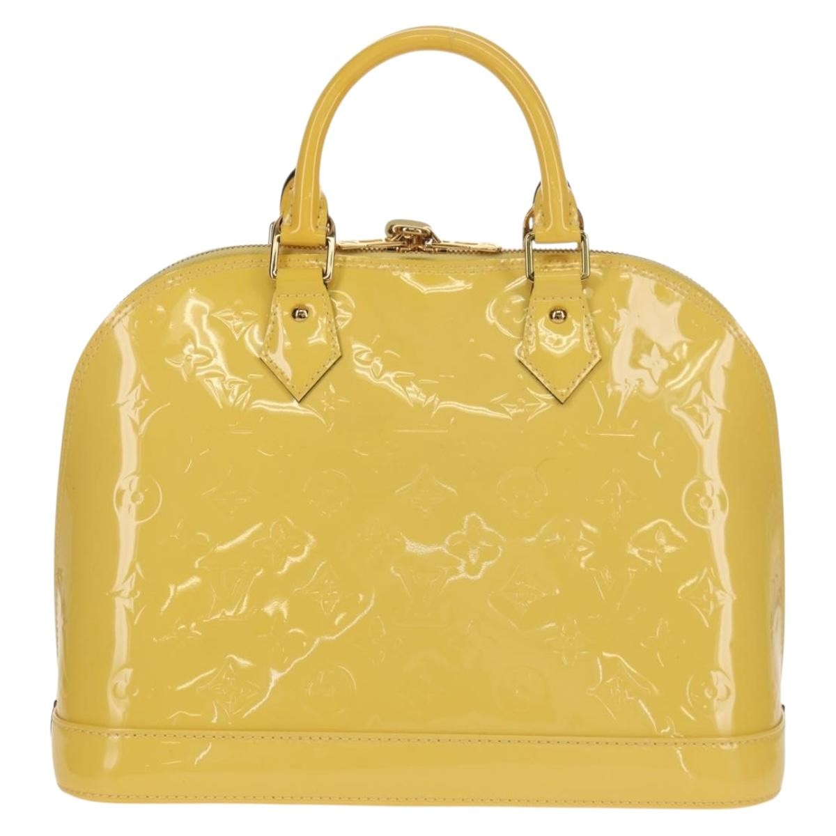 Louis Vuitton Alma Handbag Monogram Vernis Yellow Patent_Leather Handbag