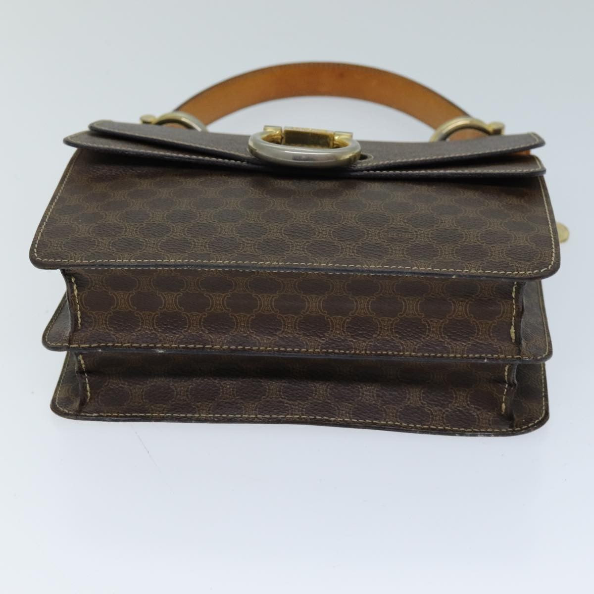 Celine Macadam Handbag Macadam With Leather Brown Canvas Handbag