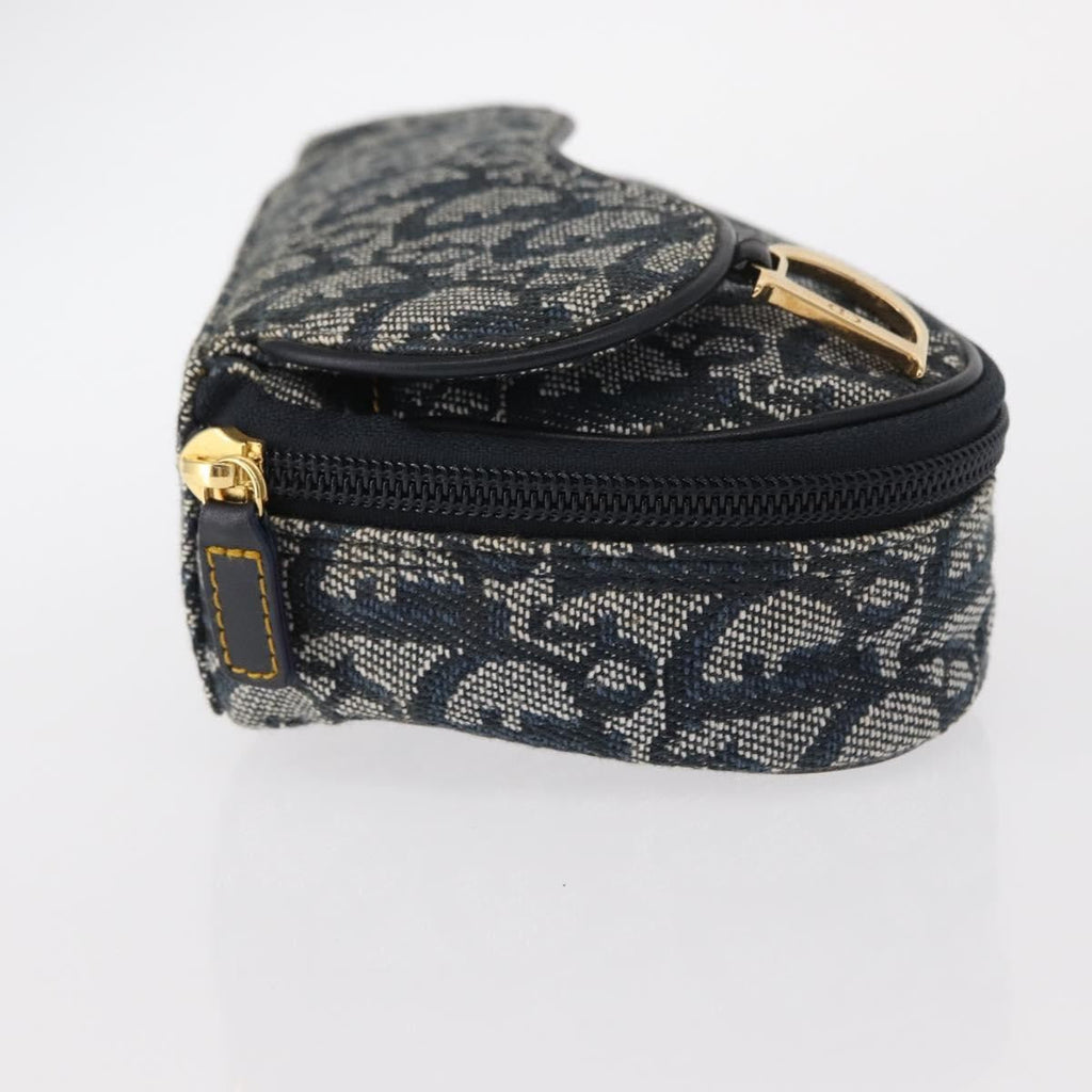 Christian Dior Saddle Zip Pouch Diorissimo Canvas Blue Canvas Clutche & Pouche Bag (Pre-Owned)