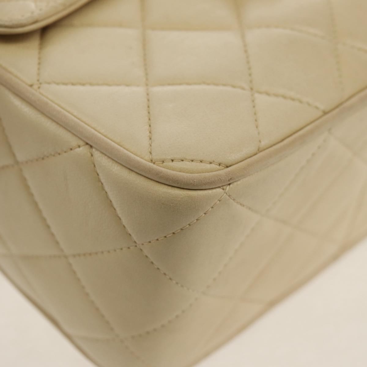 Chanel Chain Flap Shoulder Bag Quilted Lambskin Beige Leather Shoulder Bag Bag