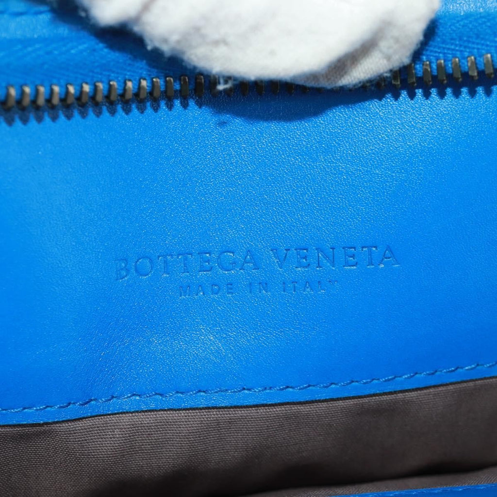 Bottega Veneta Top Zip Briefcase Intrecciato Nappa Blue Leather Briefcase Bag
