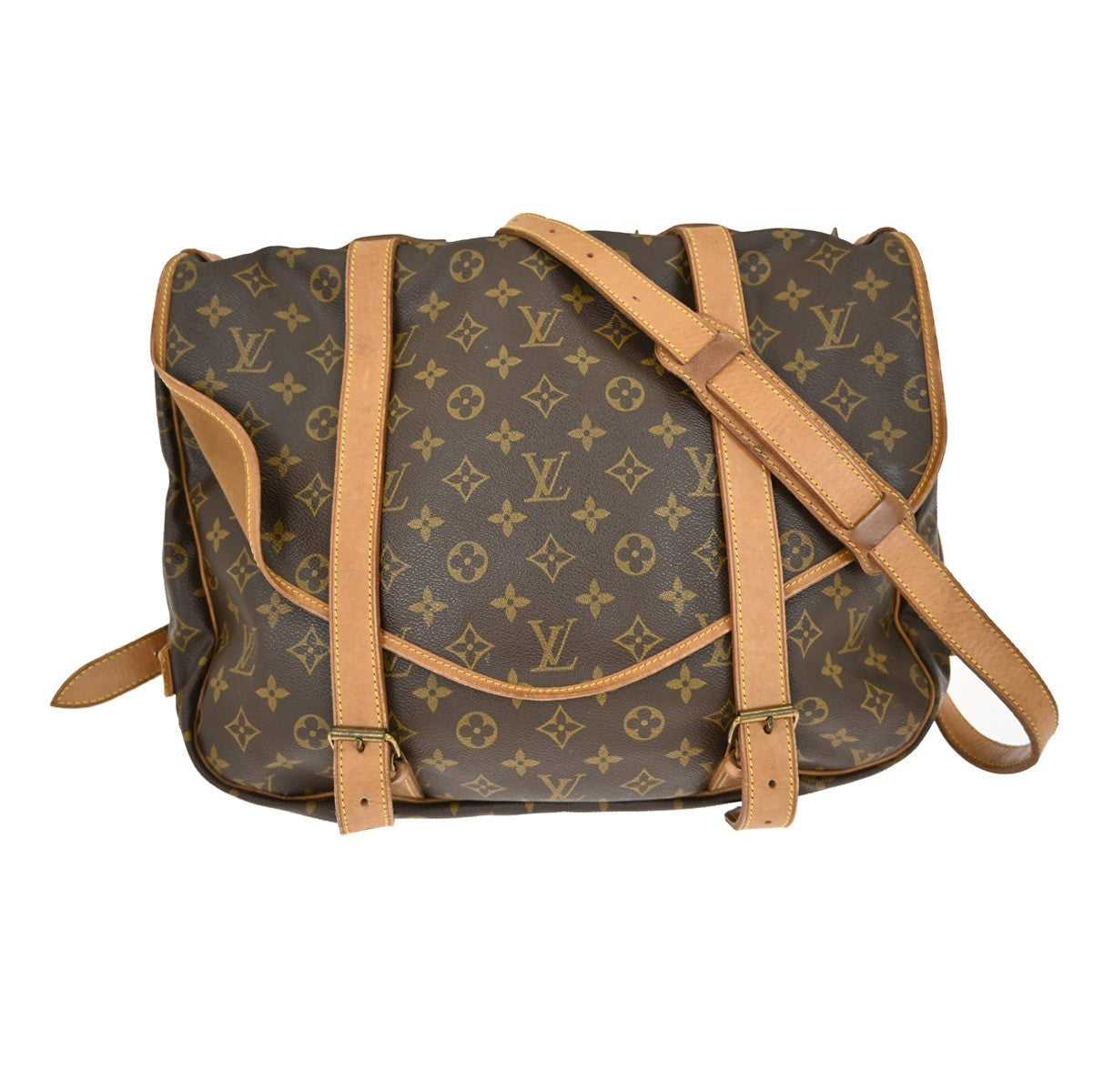 Louis Vuitton Saumur Handbag Monogram Canvas Brown Canvas Shoulder Bag