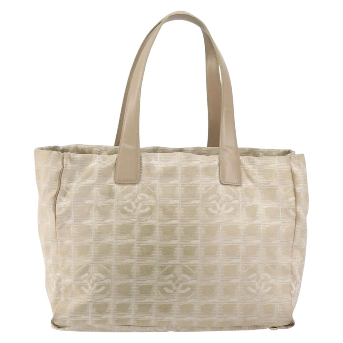 Chanel Travel Line Tote Nylon Beige Nylon Tote Bag Bag