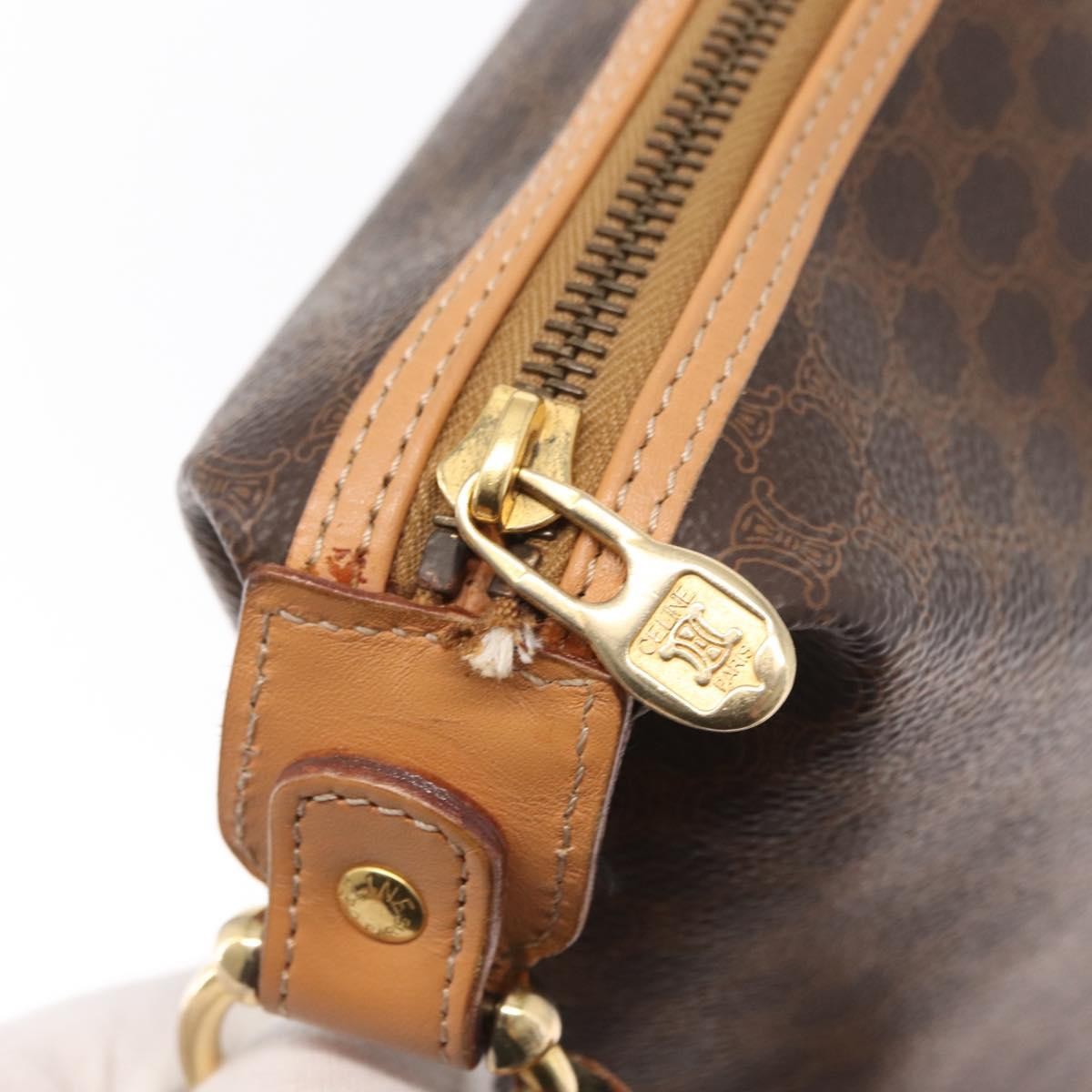 Celine Vintage Macadam Shoulder Bag Canvas And Leather Brown Canvas Shoulder Bag Bag