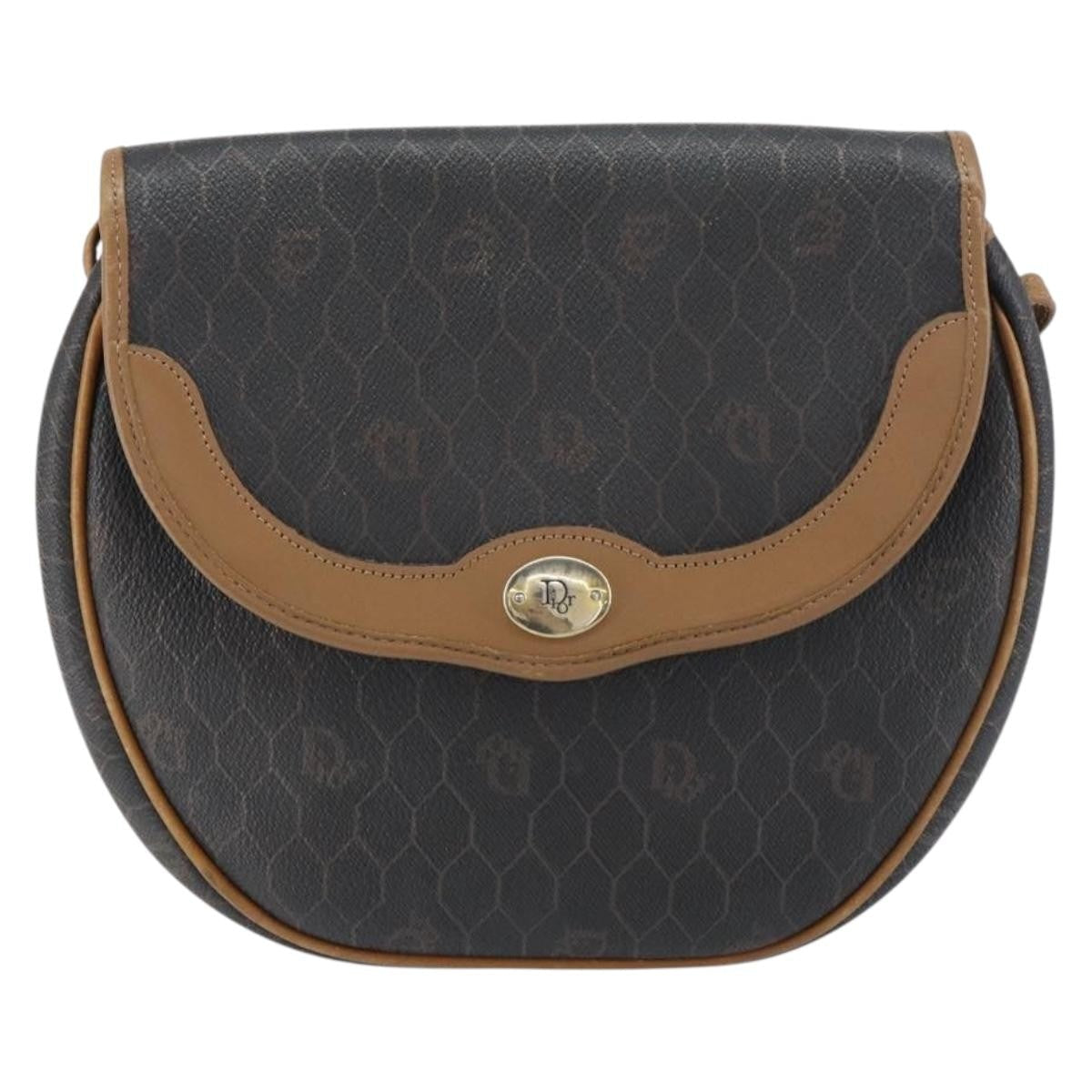 Christian Dior Vintage Honeycomb Flap Crossbody Bag Coated Canvas Black Canvas Shoulder Bag Bag (Pre-Owned)
