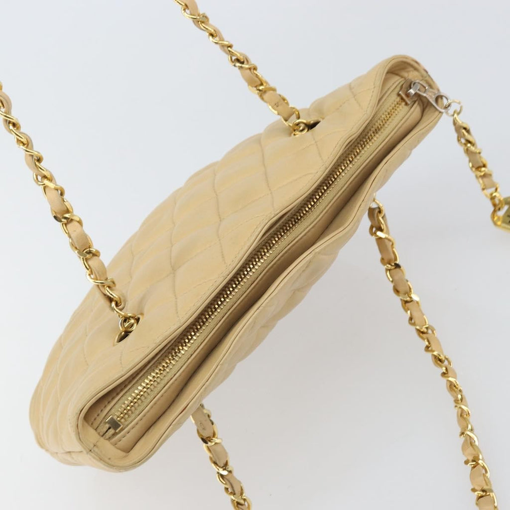 Chanel Vintage Cc Chain Shopper Quilted Leather Beige Leather Shoulder Bag Bag
