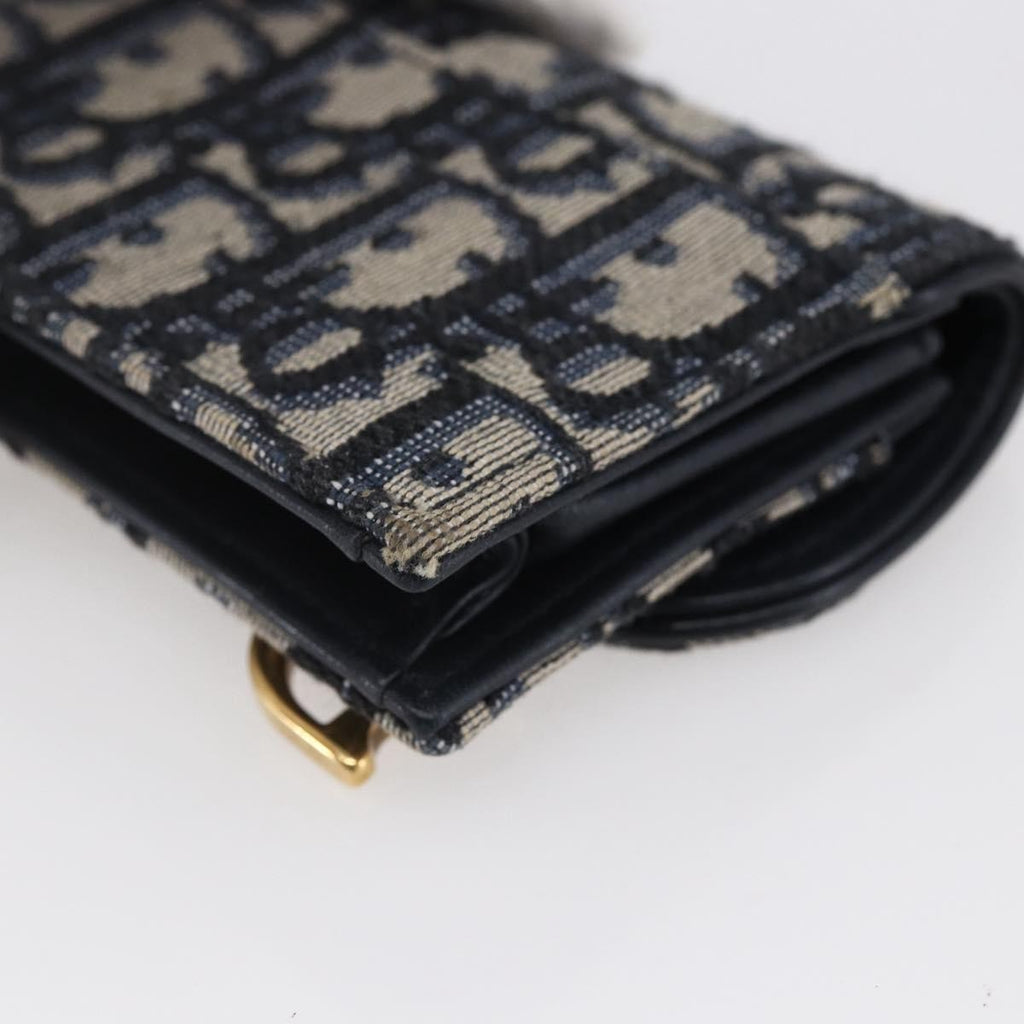 Christian Dior Saddle Card Case Oblique Canvas Navy Canvas Card Holders Accessory (Pre-Owned)