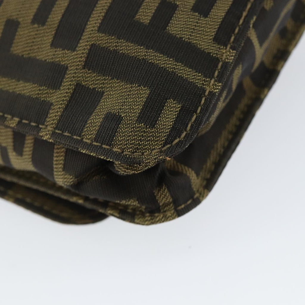 Fendi Flat Messenger Bag Zucca Canvas Brown Canvas Shoulder Bag Bag