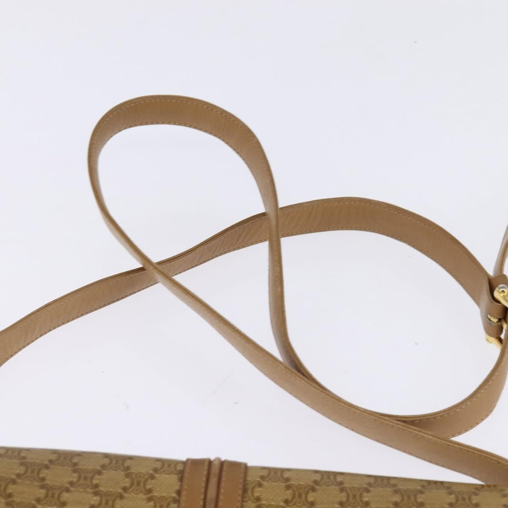 Celine Vintage Macadam Shoulder Bag Canvas And Leather Beige Canvas Shoulder Bag Bag