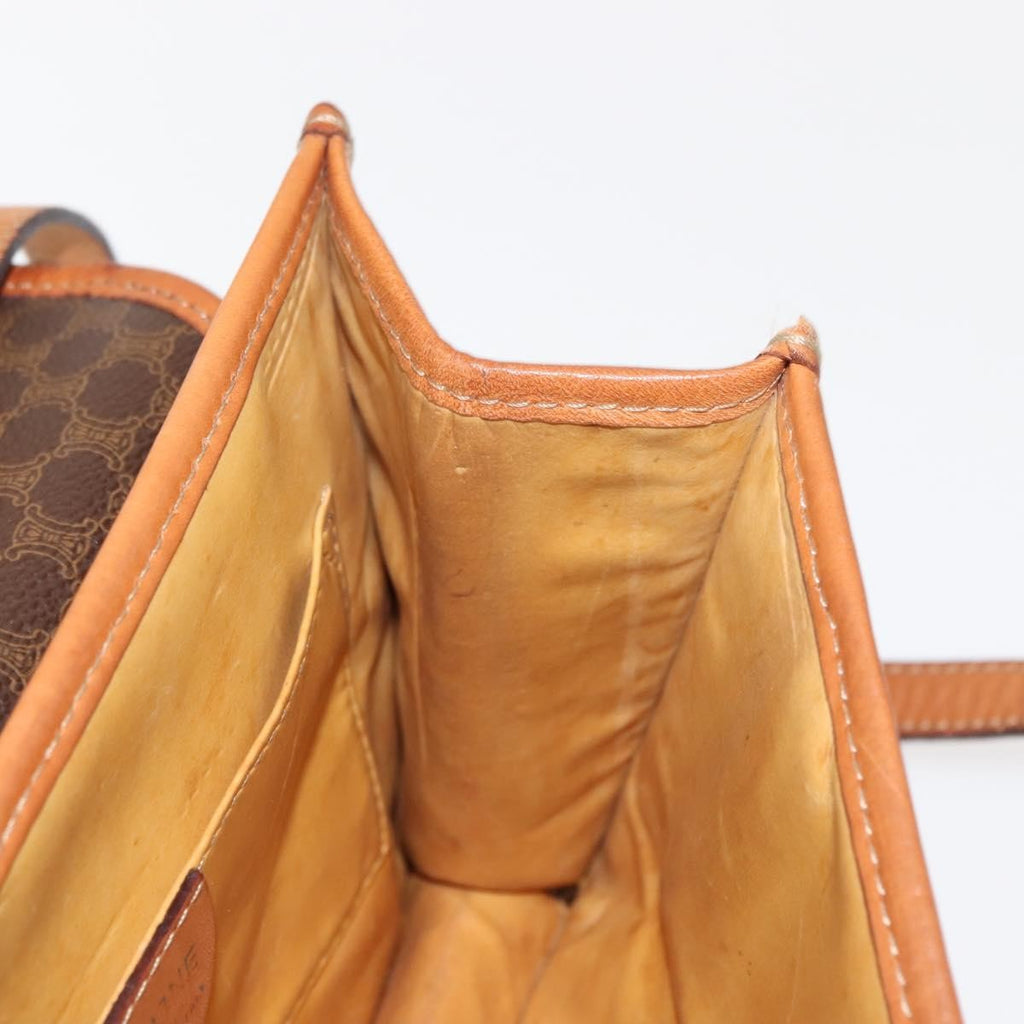 Celine Vintage Macadam Shoulder Bag Canvas And Leather Brown Canvas Shoulder Bag Bag