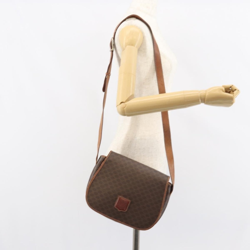 Celine Vintage Macadam Shoulder Bag Canvas And Leather Brown Canvas Shoulder Bag Bag