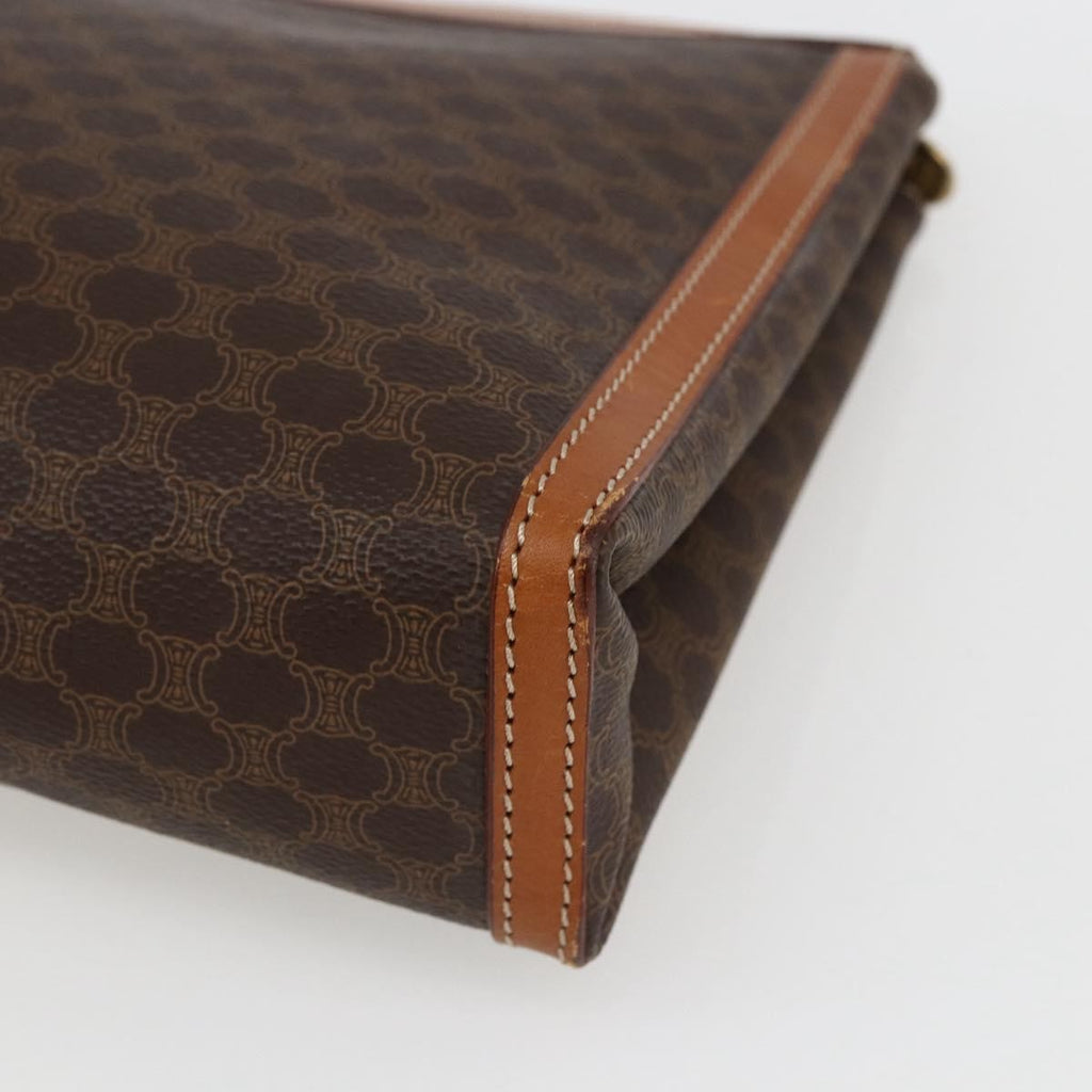 Celine Macadam Pochette Canvas Brown Pvc Clutche & Pouche Bag