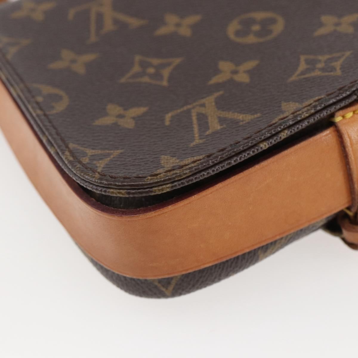 Louis Vuitton Cartouchiere Handbag Monogram Canvas Brown Canvas Shoulder Bag