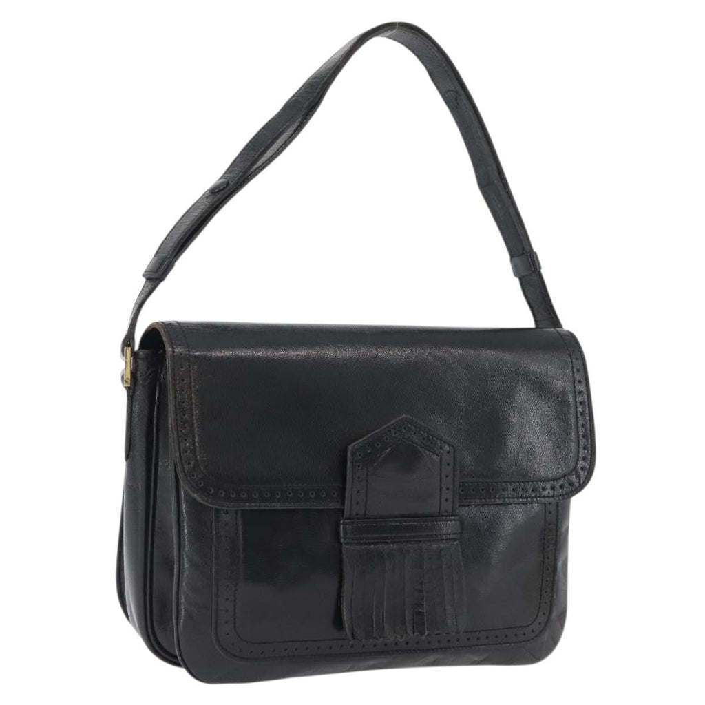 Saint Laurent Vintage Shoulder Bag Leather Black Leather Shoulder Bag Bag (Pre-Owned)