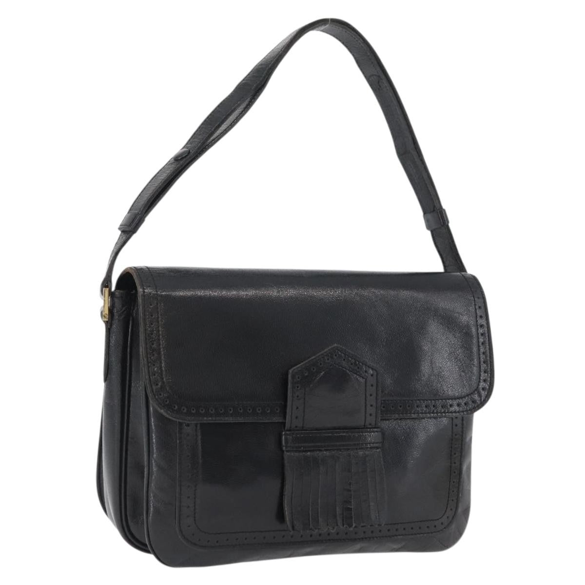 Saint Laurent Vintage Shoulder Bag Leather Black Leather Shoulder Bag Bag (Pre-Owned)