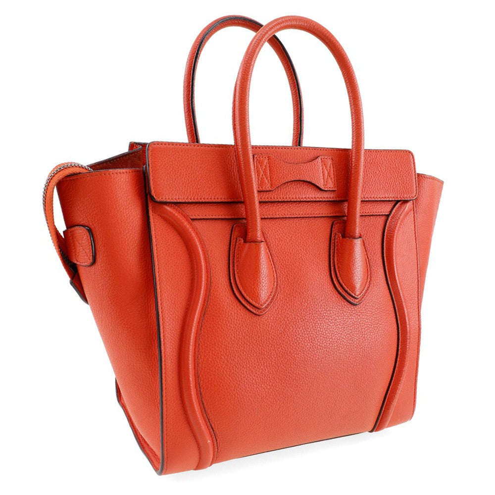 Celine Luggage Bag Grainy Leather Red Calfskin Handbag