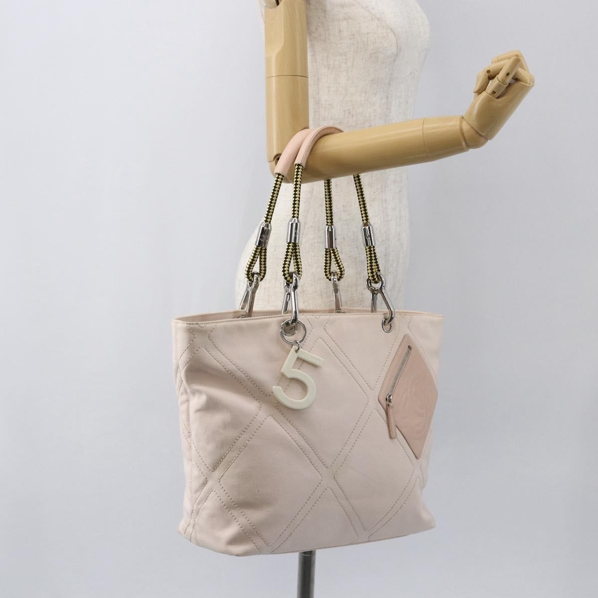 Chanel Vintage Cruise Line No.5 Tote Quilted Canvas Pink Canvas Tote Bag Bag
