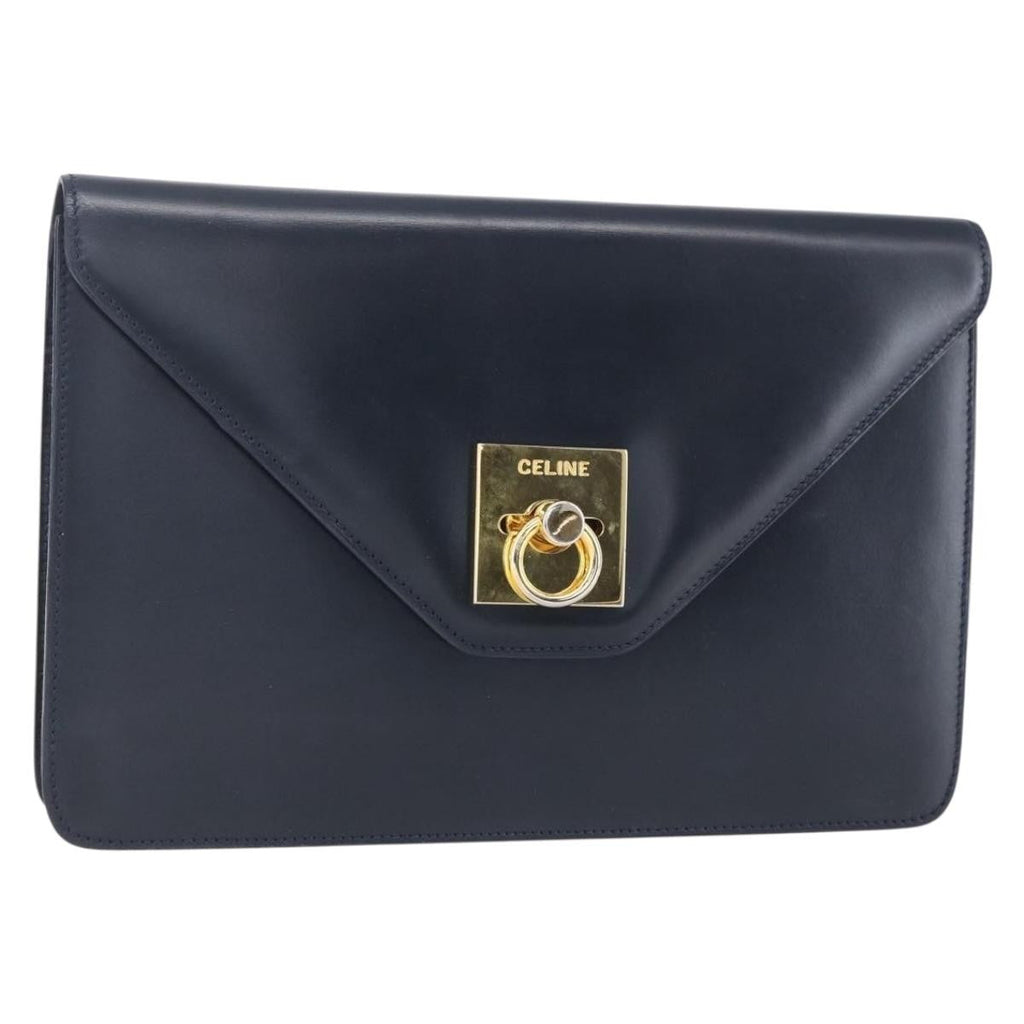 Celine Clutch Bag Leather Navy Leather Clutche & Pouche Bag
