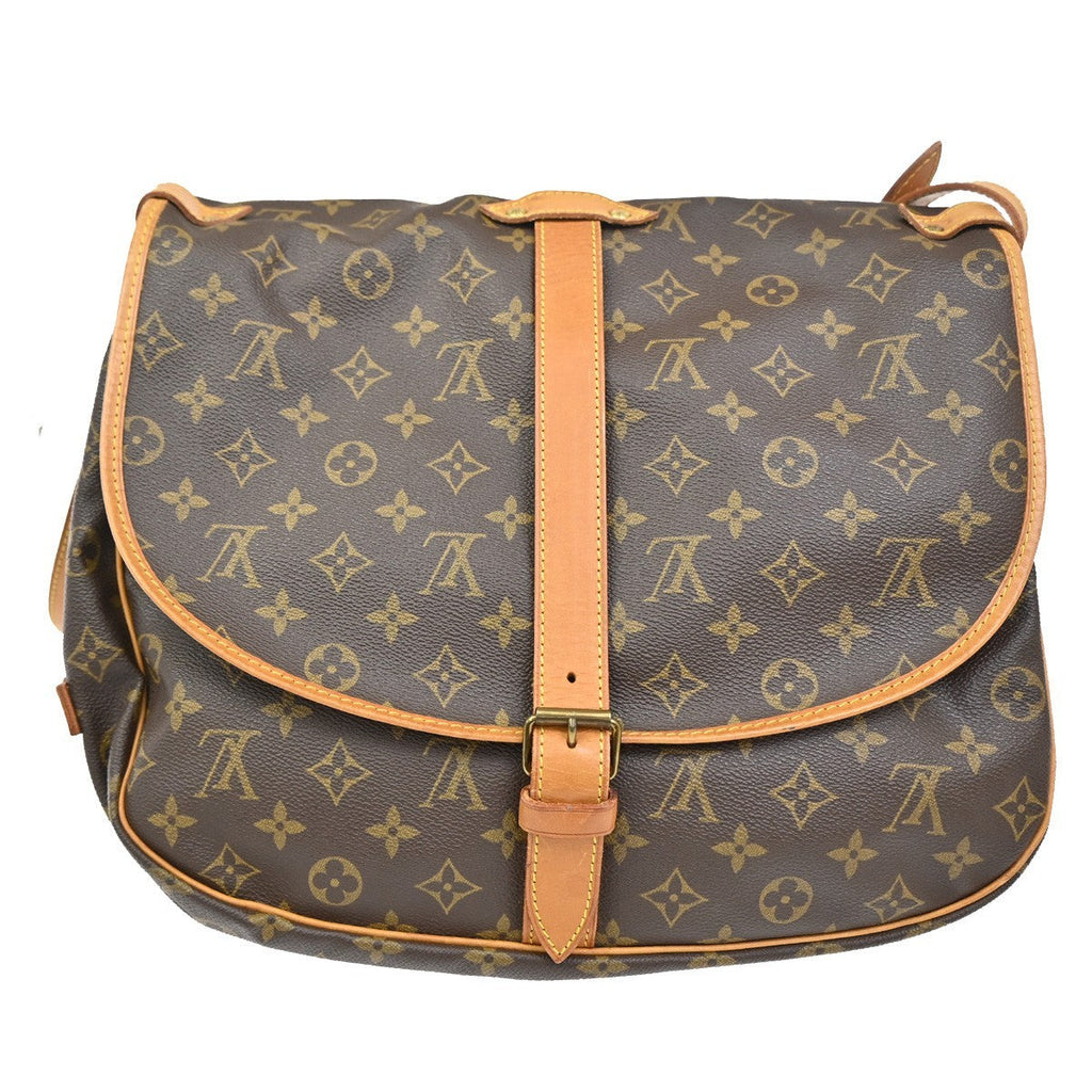 Louis Vuitton Saumur Handbag Monogram Canvas Brown Canvas Shoulder Bag