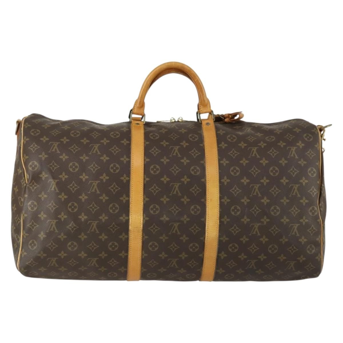 Louis Vuitton Keepall Bandouliere Bag Monogram Canvas Brown Canvas Travel Bag