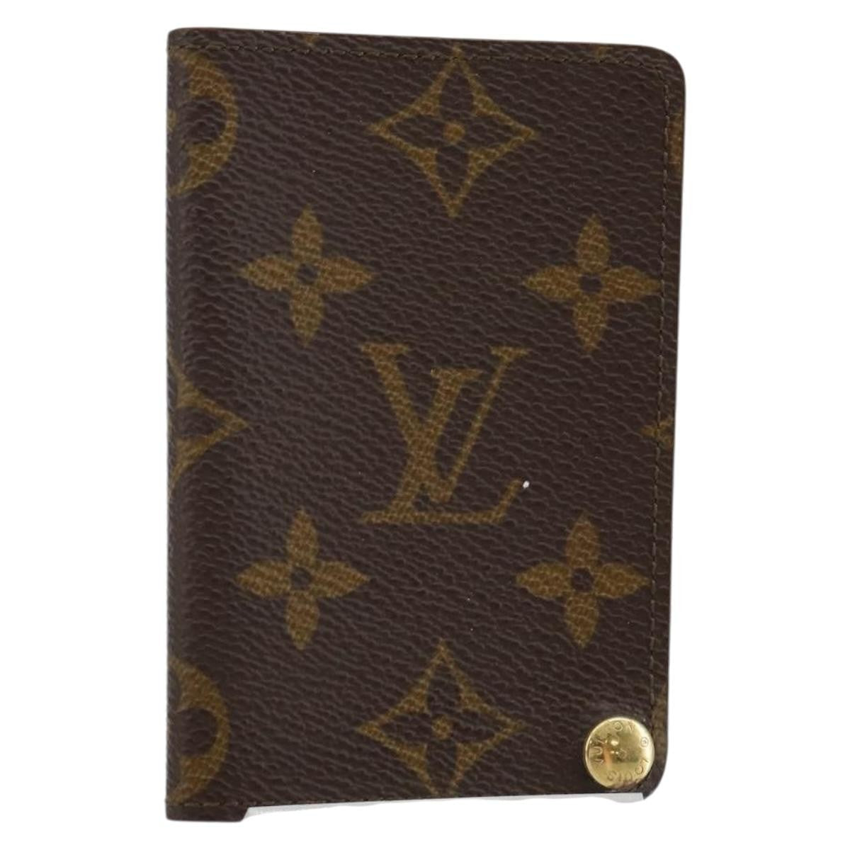 Louis Vuitton Porte Cartes Pression Card Case Monogram Canvas Brown Canvas Card Holders Accessory
