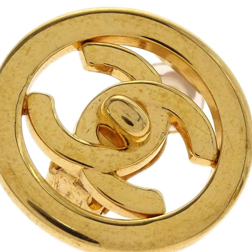 Chanel Cc Round Earrings Metal Gold Gold_Plated Earrings Jewelry