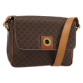 Celine Vintage Macadam Circle Logo Shoulder Bag Canvas And Leather Brown Canvas Shoulder Bag Bag