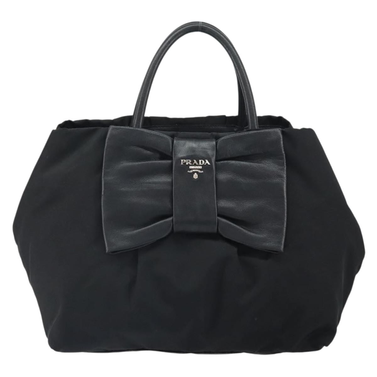 Prada Bow Tote Tessuto With Leather Black Nylon Tote Bag Bag