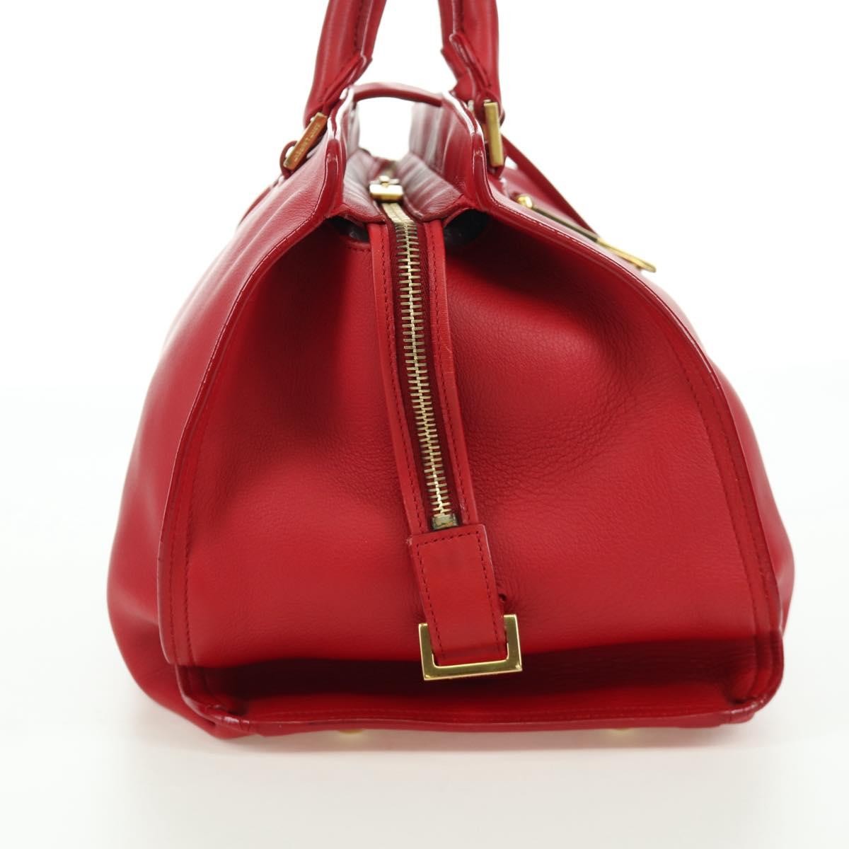 Saint Laurent Classic Y Cabas Leather Red Leather Handbag (Pre-Owned)
