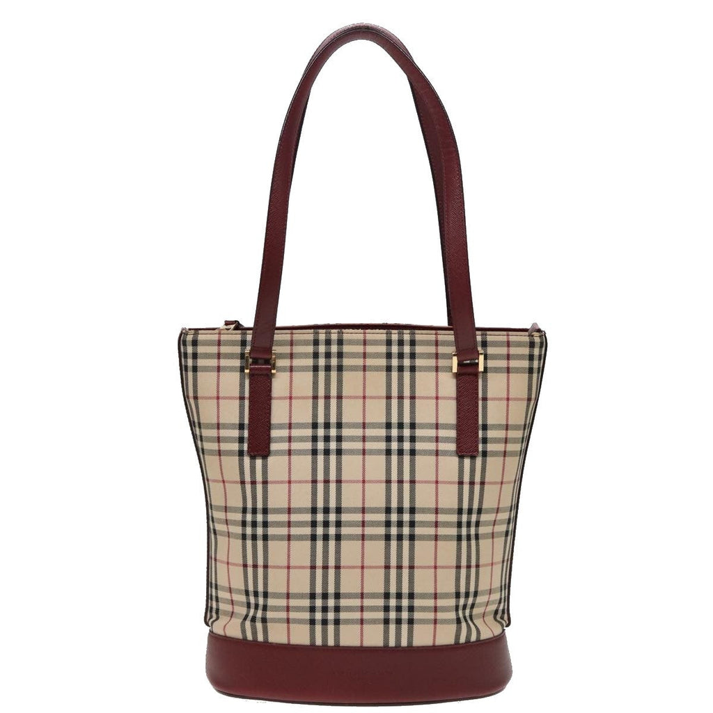 Burberry Nova Check Tote Canvas And Leather Beige Canvas Tote Bag
