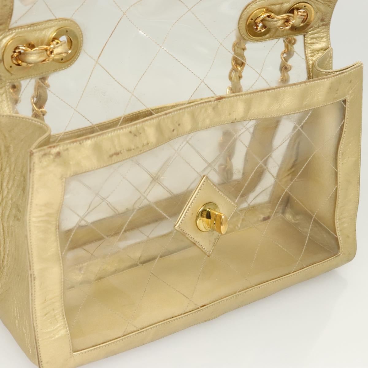 Chanel Classic Single Flap Bag Quilted Applique Vinyl Clear Vinyl Bag