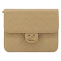 Chanel Vintage Clutch With Chain Quilted Leather Beige Leather Shoulder Bag Bag
