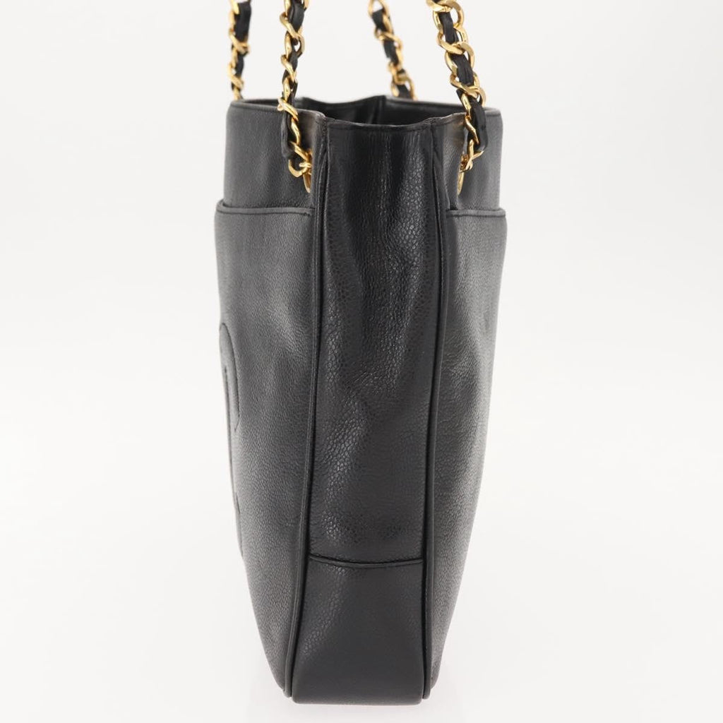 Chanel Vintage Cc Chain Tote Caviar Black Leather Tote Bag Bag