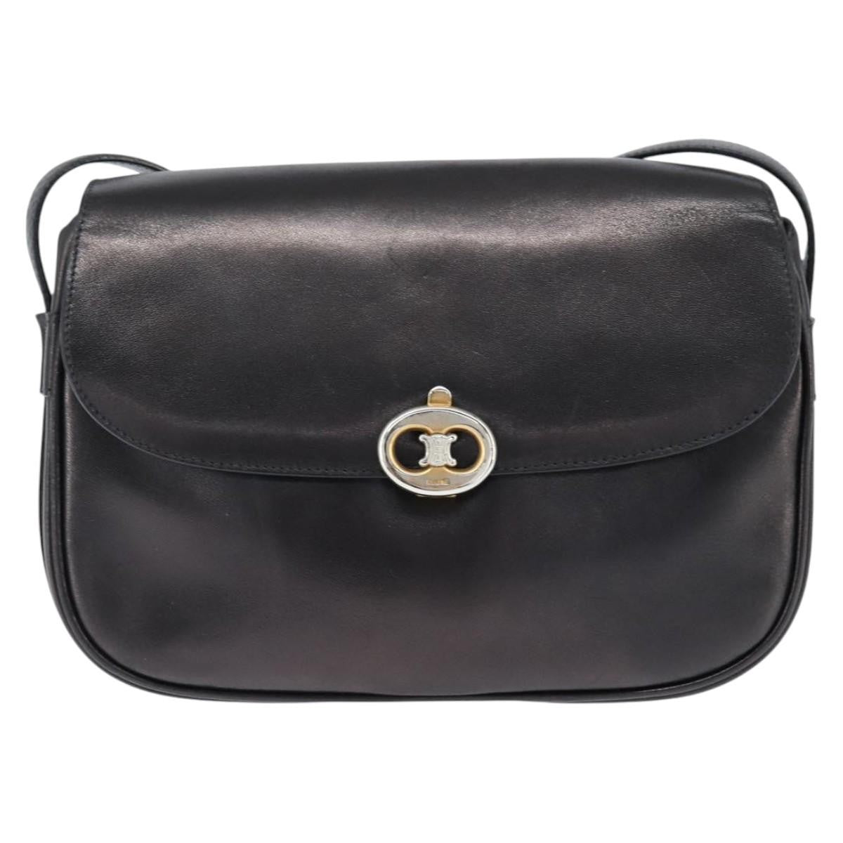 Celine Vintage Triomphe Shoulder Bag Leather Brown Leather Shoulder Bag Bag