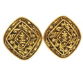 Chanel Vintage Diamond Clip-On Earrings Gold-Plated Gold Gold_Plated Earrings Jewelry